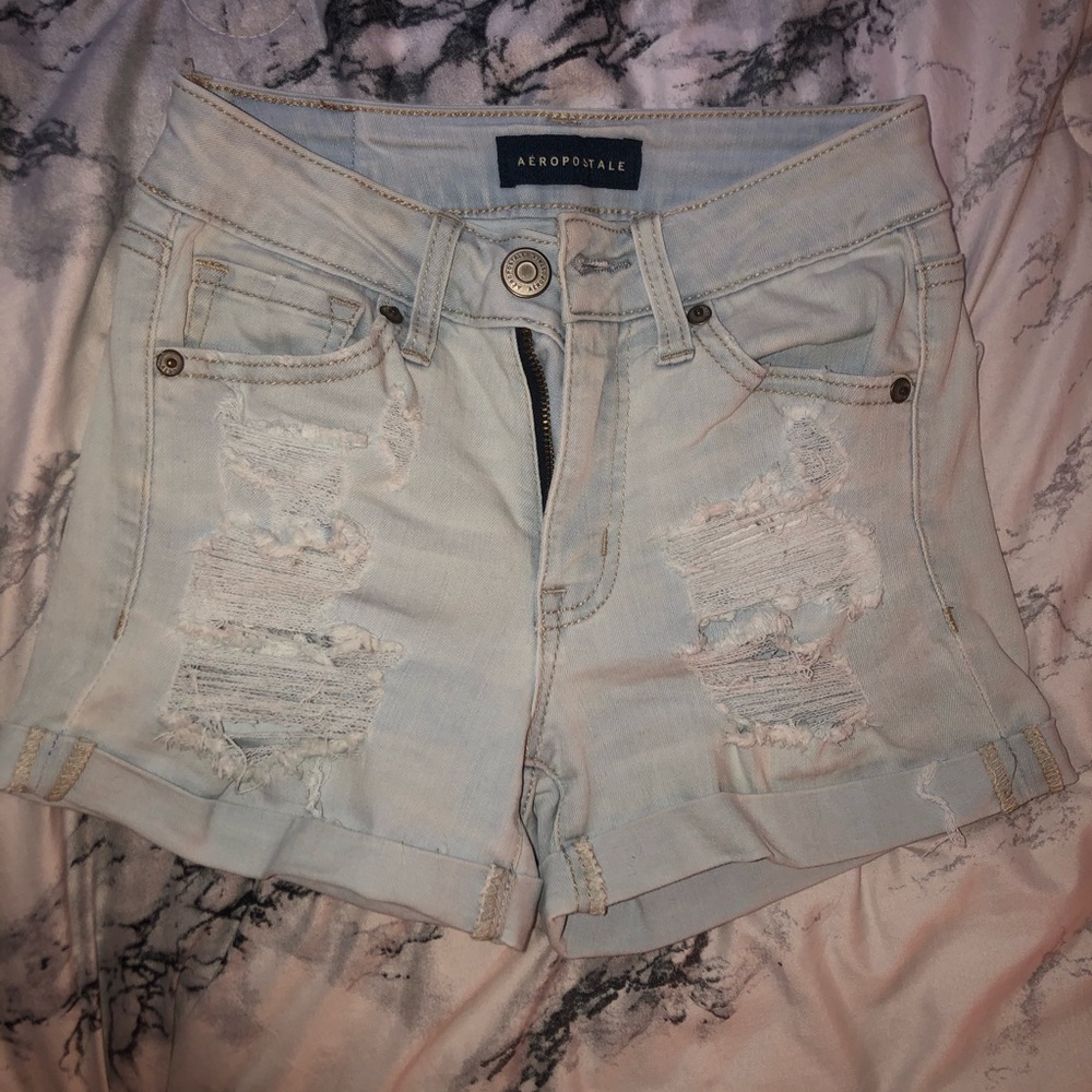 High Waisted Light Wash Jean Shorts